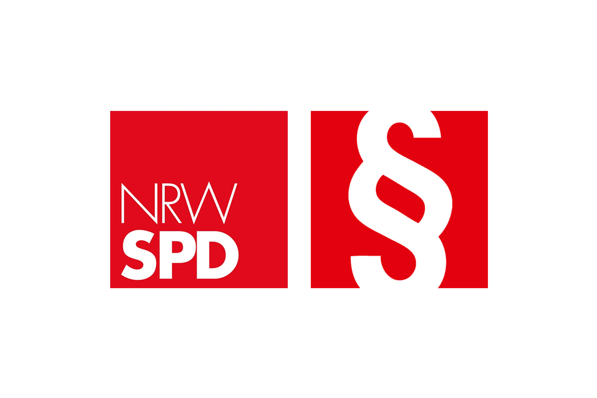 Logo NRWSPD Arbeitsgemeinschaft sozialdemokratischer JuristInnen mit einem Paragraphenzeichen