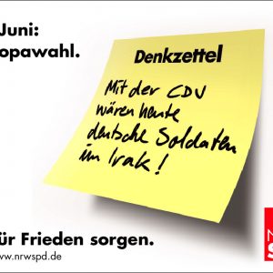 Plakat: Denkzettel Frieden