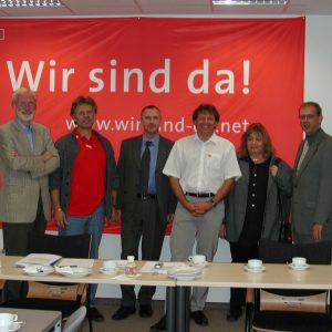 Grupenbild Arbeitnehmer NRW für Schröder: Wir sind Da !