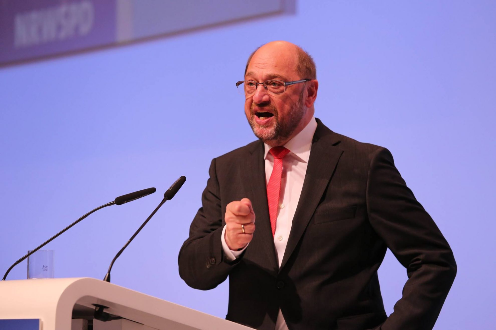 Martin Schulz bei einer Rede auf dem Landesparteitag